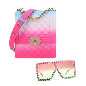 2 Pieces set jelly purse crossbody bag and sunglasses